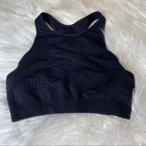 Nux Black Textured High Neck Sports Bra Size Small With Removable Inserts